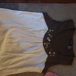 Sleeveless top white and brown
